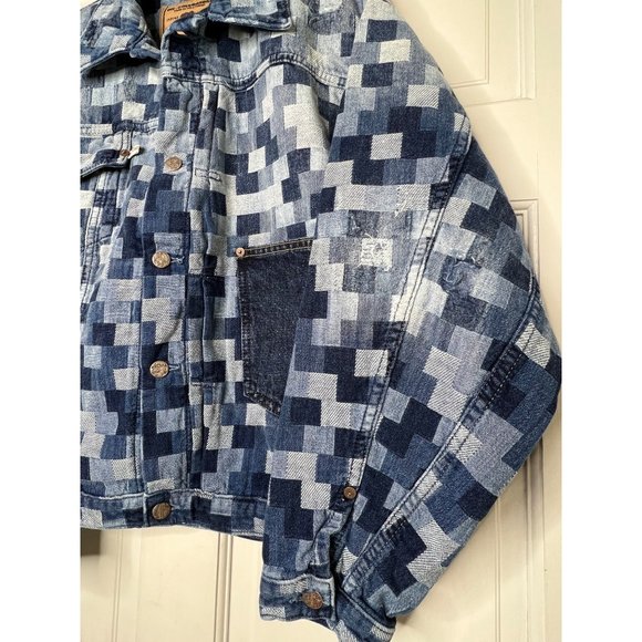 Dr. Collectors 2020 Jacquard Denim Patched Jacket Size XS Y2K - Picture 6 of 8